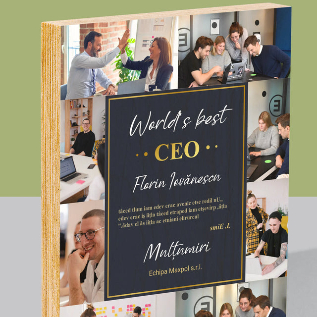Colaj De Fotografii: World’S Best Ceo - Imprimare Pe Lemn ( Verticală)