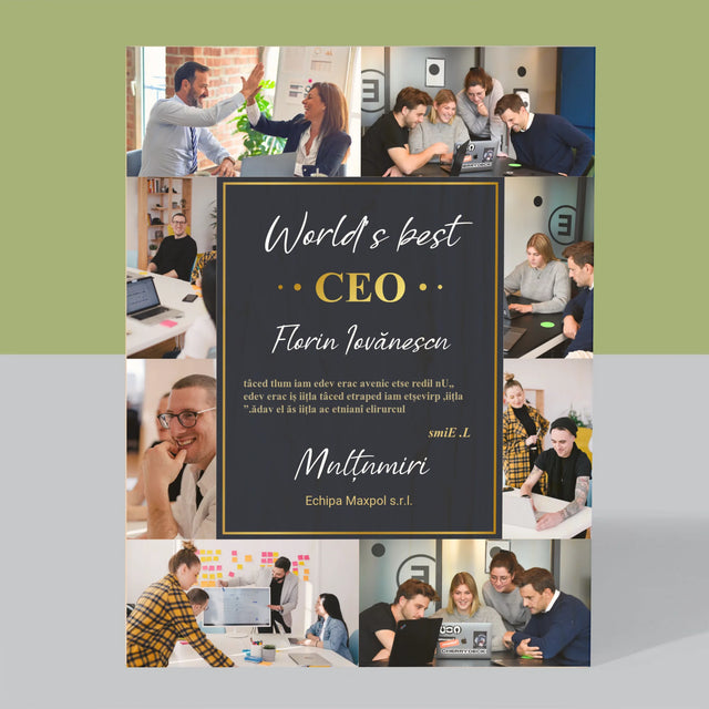 Colaj De Fotografii: World’S Best Ceo - Imprimare Pe Lemn ( Verticală)