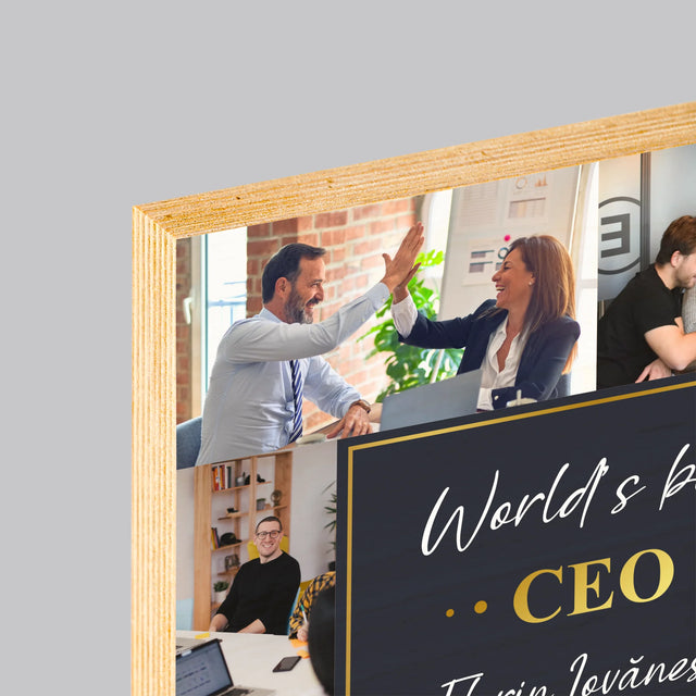 Colaj De Fotografii: World’S Best Ceo - Imprimare Pe Lemn ( Verticală)