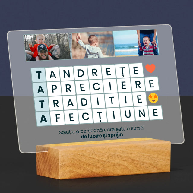 Fotografie Si Semnătură: Tata Rebus - Imprimare Pe Sticlă Acrilică (Horizontală)