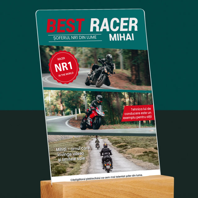 Copertă Derevistă: Best Racer - Imprimare Pe Sticlă Acrilică (Verticală)
