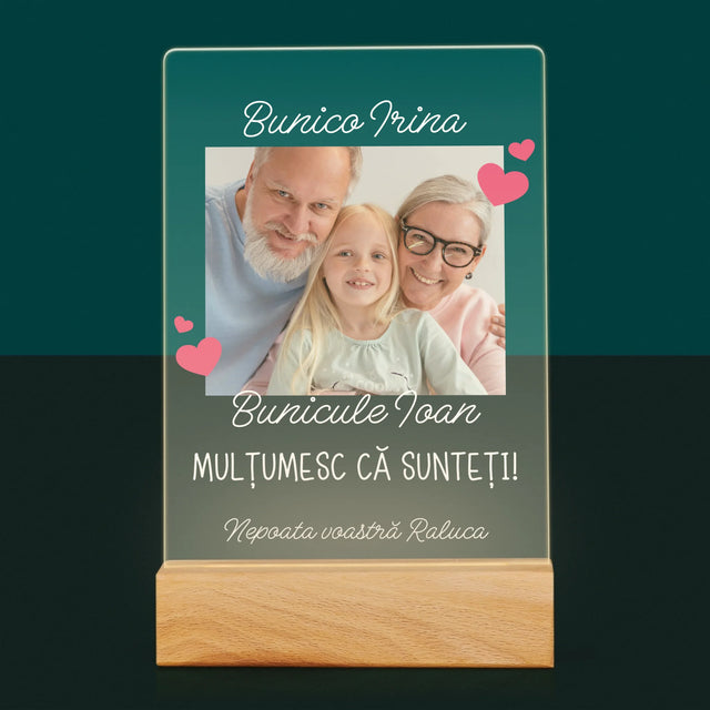 Fotografie Si Semnătură: Mulțumiri Pentru Bunici - Imprimare Pe Sticlă Acrilică (Verticală)