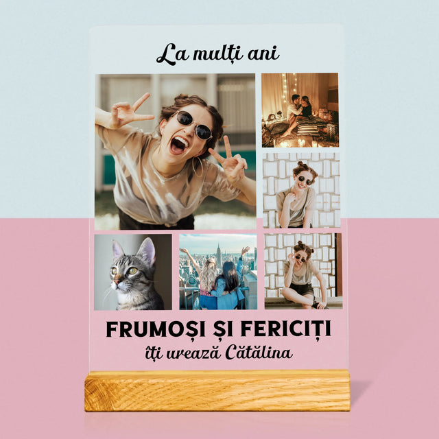 Colaj De Fotografii: Colaj De Fotografii Pentru Aniversare - Imprimare Pe Sticlă Acrilică (Verticală)