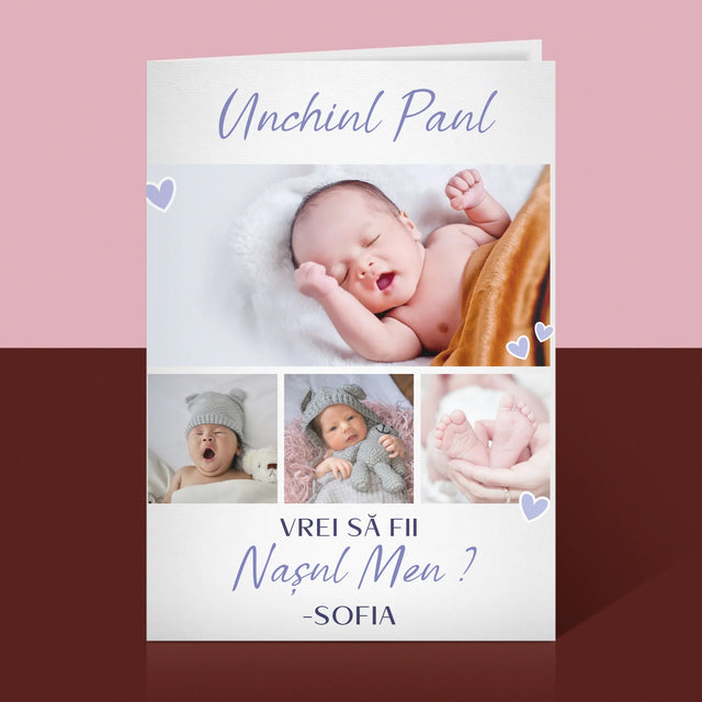 Colaj De Fotografii: Vrei Să Fii Nașul Meu - Card Cu Felicitări