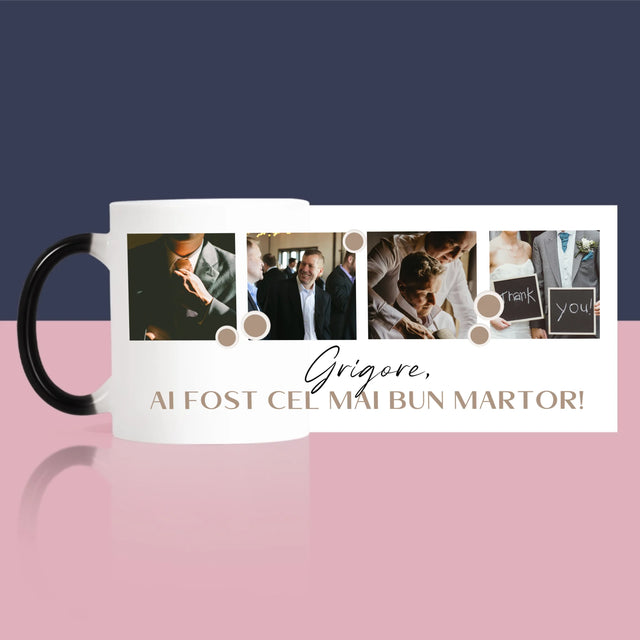 Colaj De Fotografii: Mulțumesc Colaj De Fotografii Pentru Martor La Cununie - Cană