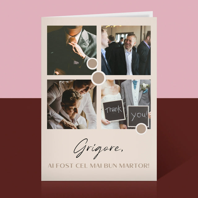 Colaj De Fotografii: Mulțumesc Colaj De Fotografii Pentru Martor La Cununie - Card Cu Felicitări