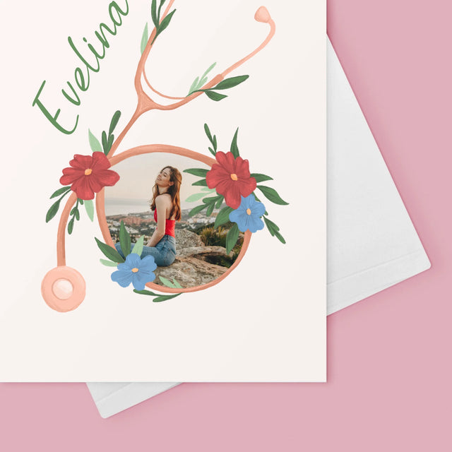 Fotografie Si Semnătură: Stetoscopul Cu Flori - Card Cu Felicitări