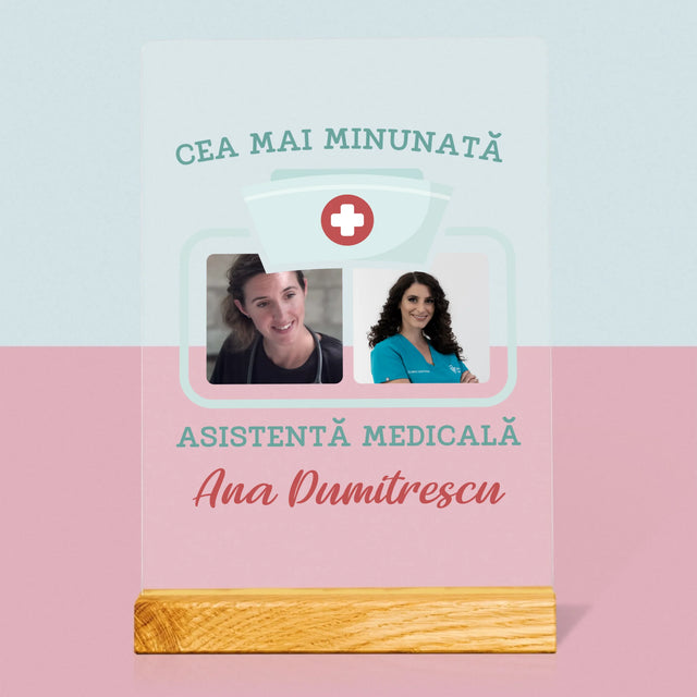 Colaj De Fotografii: Cea Mai Minunată Asistentă Medicală - Imprimare Pe Sticlă Acrilică (Verticală)
