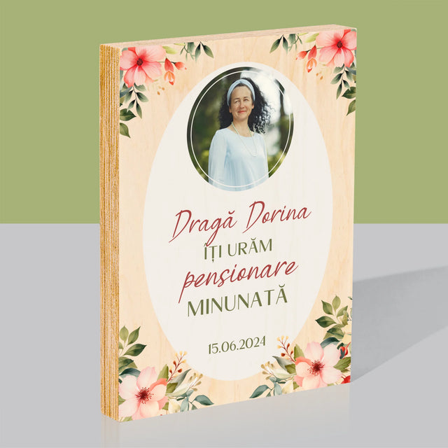 Fotografie Si Semnătură: Pensionare Minunată - Imprimare Pe Lemn ( Verticală)