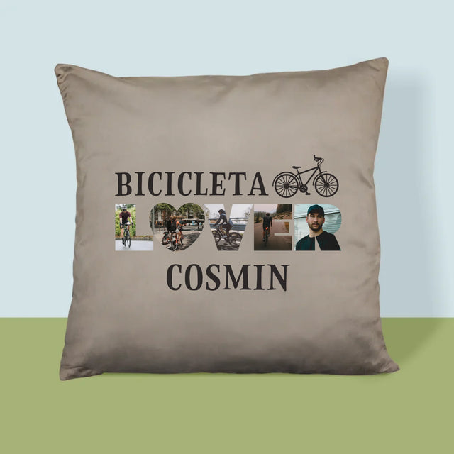 Cuvânt Din Fotografii: Bicicleta Lover - Pernă (Cu Fotografie)