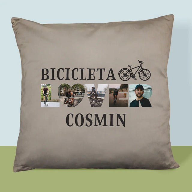 Cuvânt Din Fotografii: Bicicleta Lover - Pernă (Cu Fotografie)