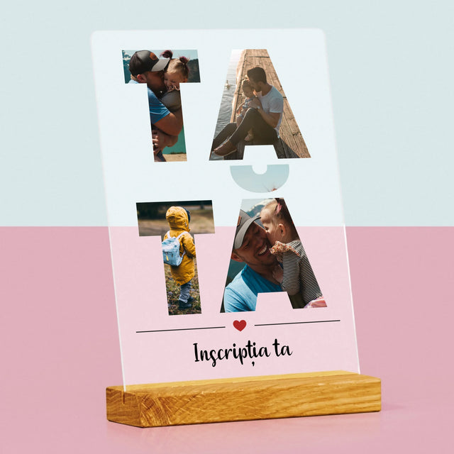 Cuvânt Din Fotografii: Tată Din Fotografiile Tale - Imprimare Pe Sticlă Acrilică (Verticală)