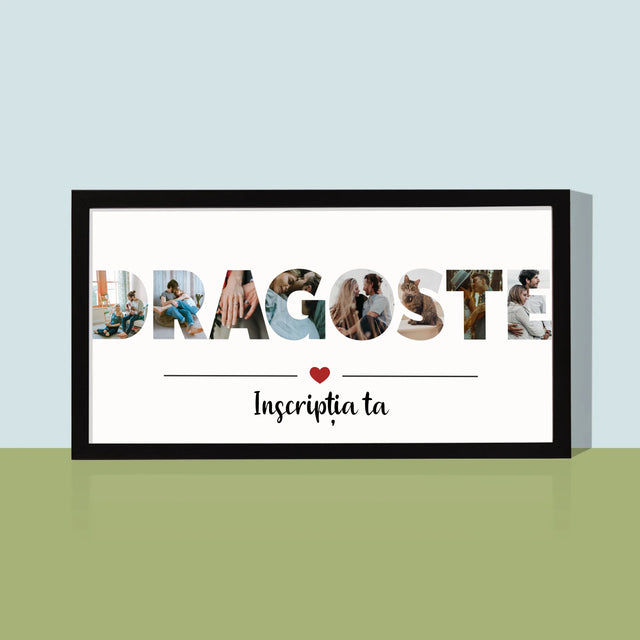 Cuvânt Din Fotografii: Dragoste Din Fotografiile Tale - Imprimare Cu Ramă 20X40 (Horizontală)