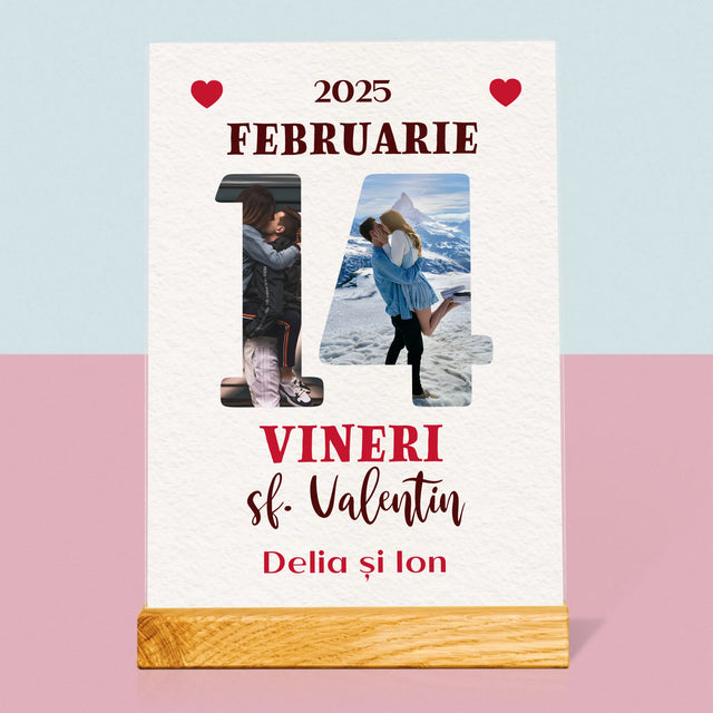 Cuvânt Din Fotografii: Sf. Valentin Pagină Din Calendar - Imprimare Pe Sticlă Acrilică (Verticală)