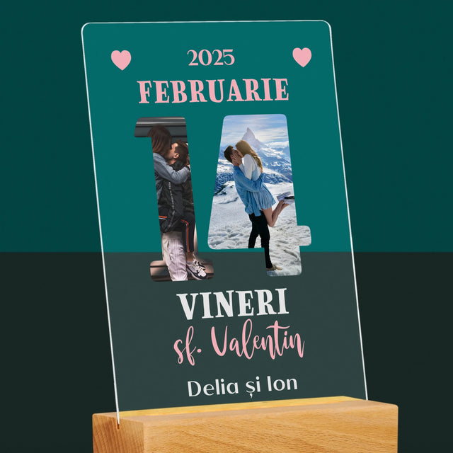 Cuvânt Din Fotografii: Sf. Valentin Pagină Din Calendar - Imprimare Pe Sticlă Acrilică (Verticală)