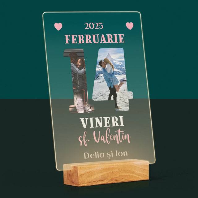 Cuvânt Din Fotografii: Sf. Valentin Pagină Din Calendar - Imprimare Pe Sticlă Acrilică (Verticală)