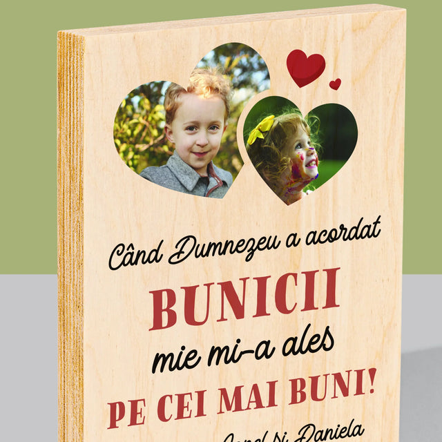 Colaj De Fotografii: Când Dumnezeu A Acordat Bunicii - Imprimare Pe Lemn ( Verticală)