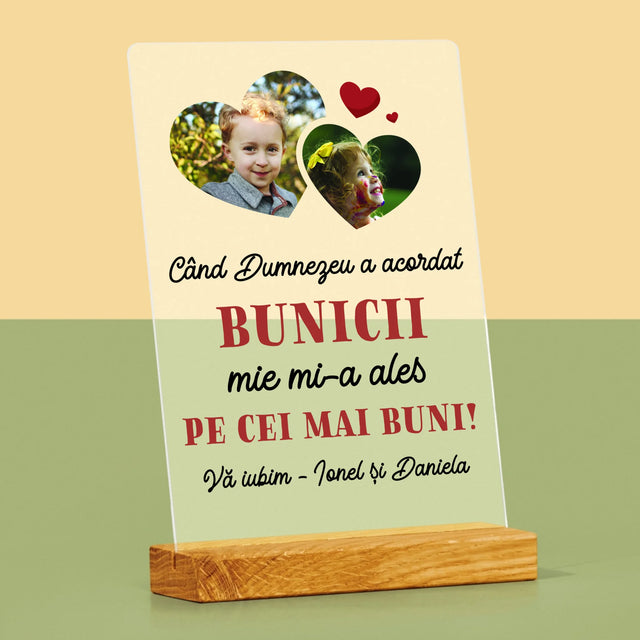 Colaj De Fotografii: Când Dumnezeu A Acordat Bunicii - Imprimare Pe Sticlă Acrilică (Verticală)