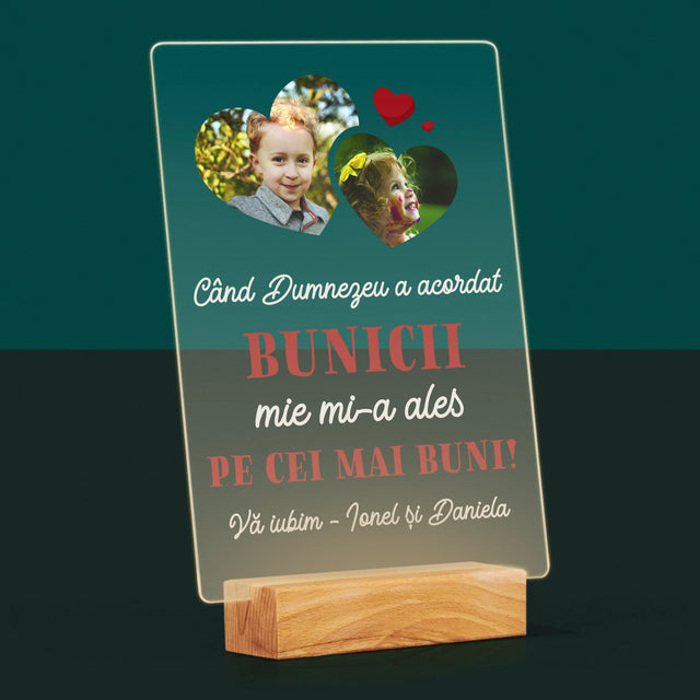 Colaj De Fotografii: Când Dumnezeu A Acordat Bunicii - Imprimare Pe Sticlă Acrilică (Verticală)