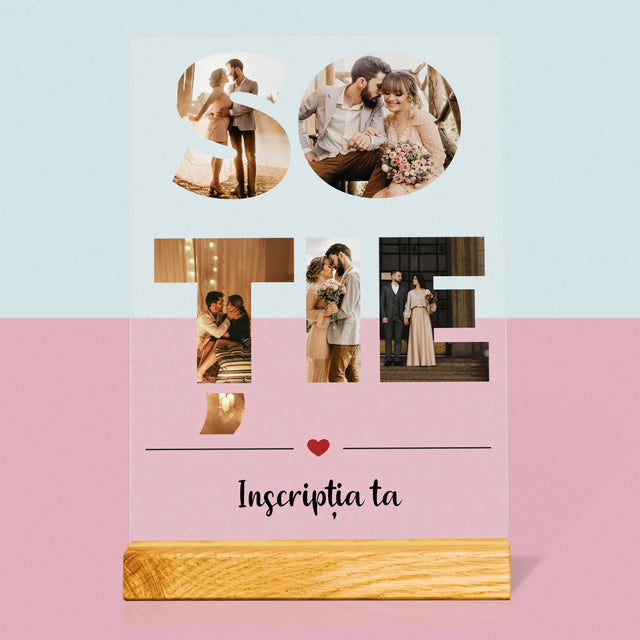 Cuvânt Din Fotografii: Soție Din Fotografiile Tale - Imprimare Pe Sticlă Acrilică (Verticală)