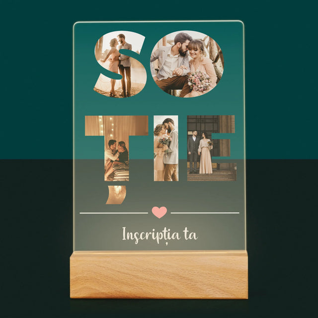 Cuvânt Din Fotografii: Soție Din Fotografiile Tale - Imprimare Pe Sticlă Acrilică (Verticală)