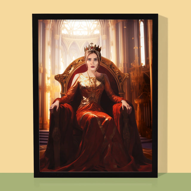 Portret Regal: Regina În Sala Tronului - Imprimare Cu Ramă 30X40 (Verticală)