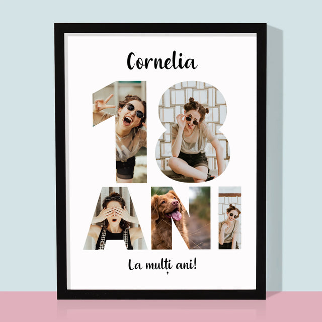 Cuvânt Din Fotografii: 18 Ani Din Fotografiile Tale - Imprimare Cu Ramă 30X40 (Verticală)