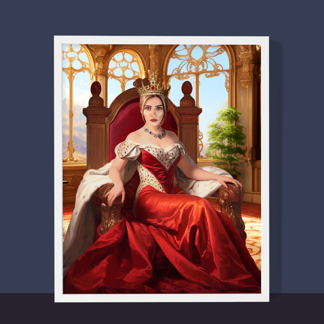 Portret Regal: Regina Pe Tron - Imprimare Cu Ramă 30X40 (Verticală)