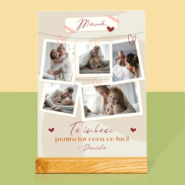 Colaj De Fotografii: Te Iubesc Mamă Fotografii - Imprimare Pe Sticlă Acrilică (Verticală)