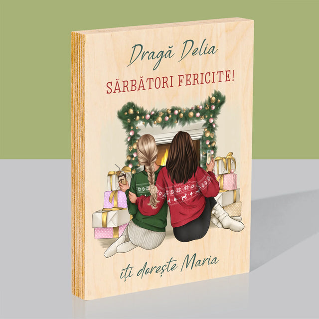 Creator De Personaj: Prietene De Sărbători - Imprimare Pe Lemn ( Verticală)
