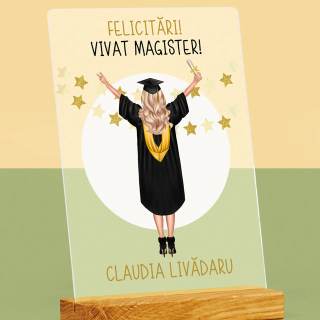 Creator De Personaj: Ai Absolvit Facultatea - Imprimare Pe Sticlă Acrilică (Verticală)