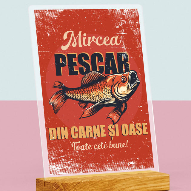 Numele Și Semnătura: Pescar Din Carne Și Oase - Imprimare Pe Sticlă Acrilică (Verticală)