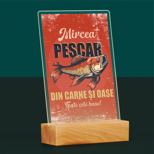 Numele Și Semnătura: Pescar Din Carne Și Oase - Imprimare Pe Sticlă Acrilică (Verticală)