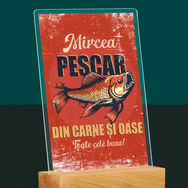 Numele Și Semnătura: Pescar Din Carne Și Oase - Imprimare Pe Sticlă Acrilică (Verticală)