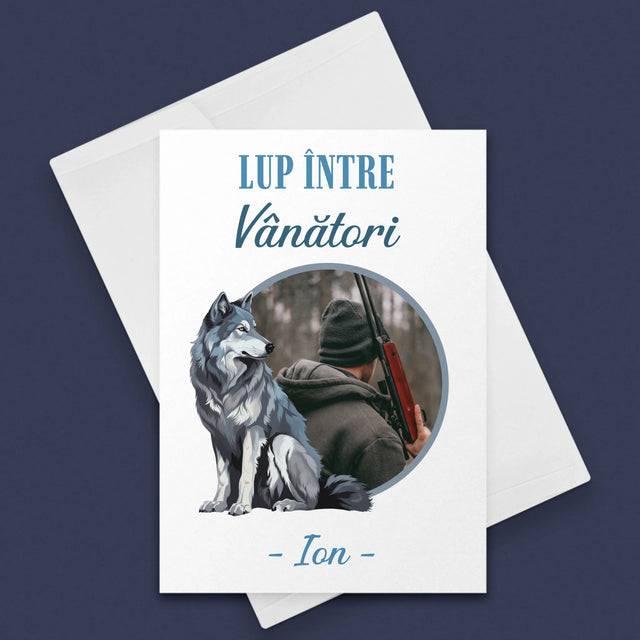 Fotografie Si Semnătură: Lup Între Vânători - Card Cu Felicitări