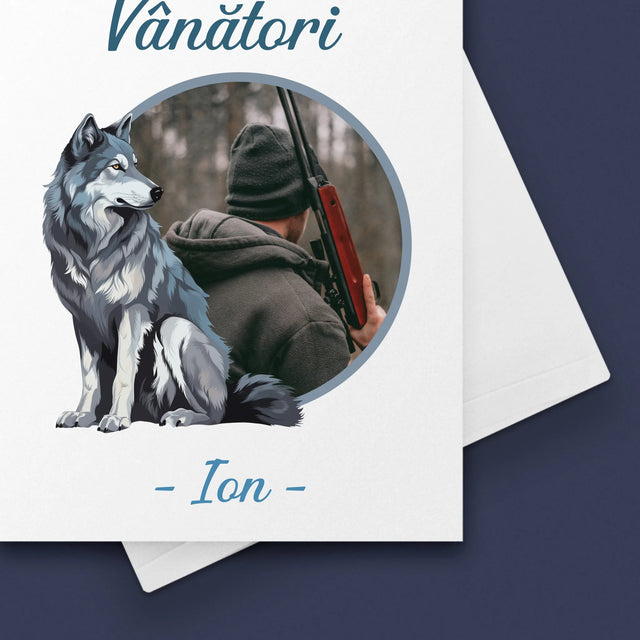 Fotografie Si Semnătură: Lup Între Vânători - Card Cu Felicitări