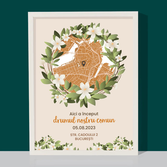 Harta Oraș: Harta Orașului: Începutul Drumului Comun - Imprimare Cu Ramă 30X40 (Verticală)