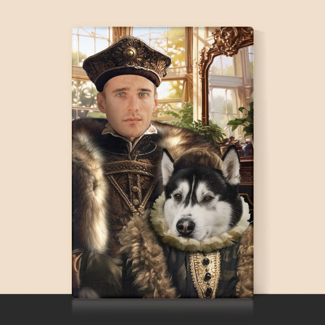 Portret Regal: Nobil Cu Un Animal De Companie - Imprimare Cu Ramă 30X40 (Verticală)