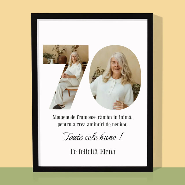 Cuvânt Din Fotografii: 70 Zi De Naștere - Imprimare Cu Ramă 30X40 (Verticală)