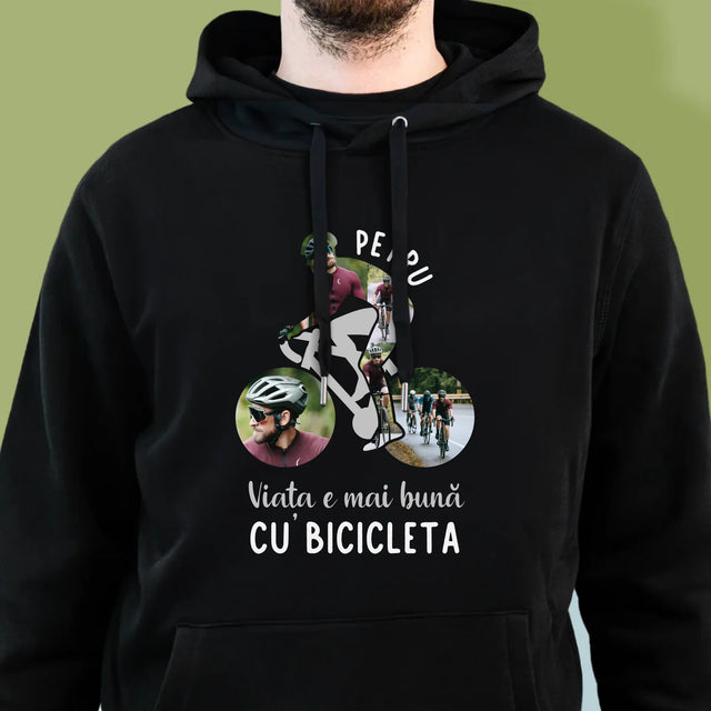 Formă Din Fotografii: Viața E Mai Bună Cu Bicicleta - Hanorac Cu Glugă Pentru Bărbați