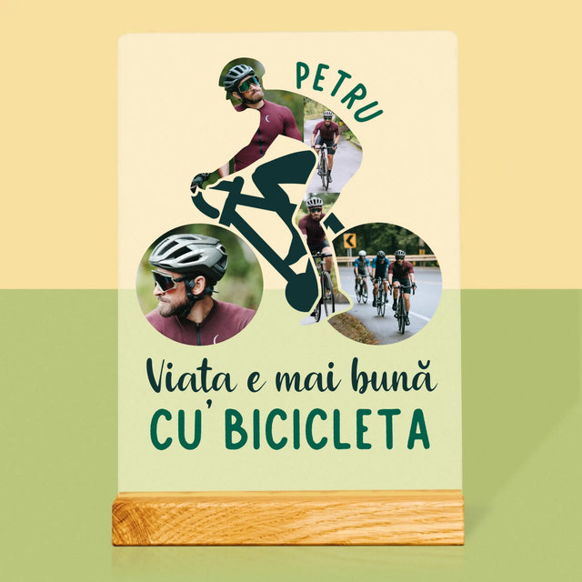 Formă Din Fotografii: Viața E Mai Bună Cu Bicicleta - Imprimare Pe Sticlă Acrilică (Verticală)