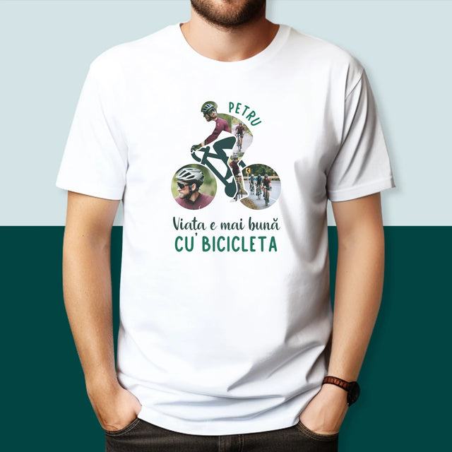 Formă Din Fotografii: Viața E Mai Bună Cu Bicicleta - Tricou Pentru Bărbați
