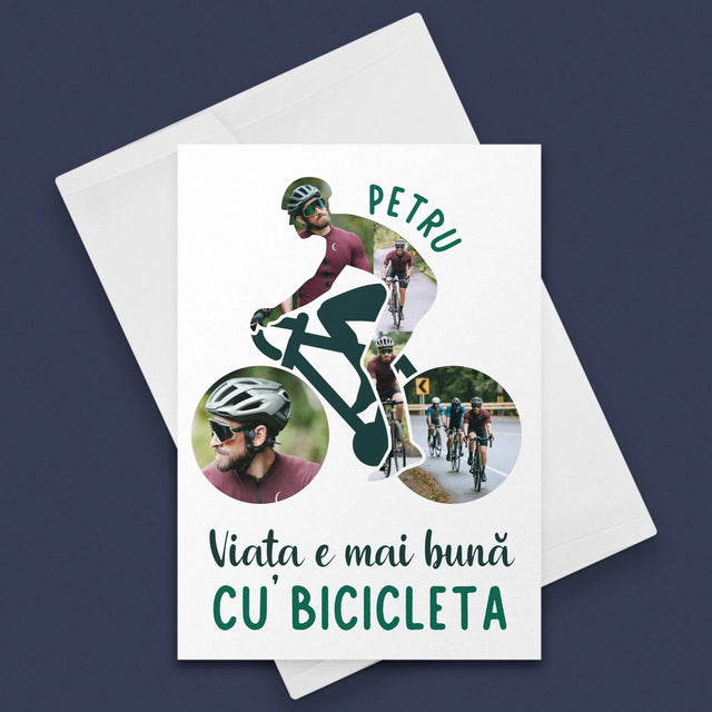 Formă Din Fotografii: Viața E Mai Bună Cu Bicicleta - Card Cu Felicitări