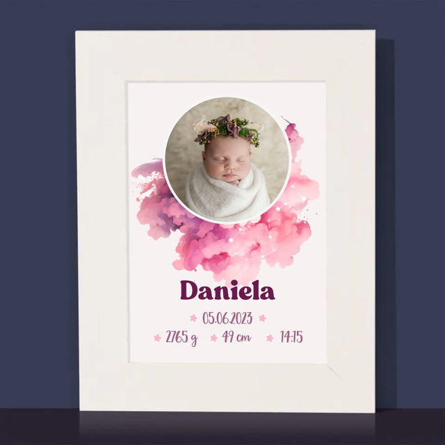 Certificat De Naștere: Zodiac Fetiță - Ramă Pentru Fotografii (Horizontală)