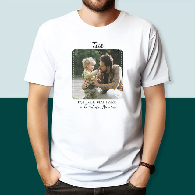 Fotografie Si Semnătură: Cel Mai Minunat Tată - Tricou Pentru Bărbați