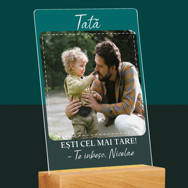 Fotografie Si Semnătură: Cel Mai Minunat Tată - Imprimare Pe Sticlă Acrilică (Verticală)