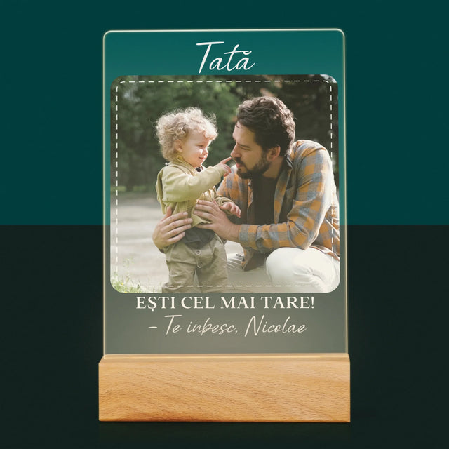 Fotografie Si Semnătură: Cel Mai Minunat Tată - Imprimare Pe Sticlă Acrilică (Verticală)