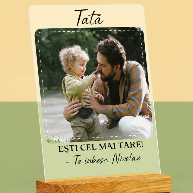 Fotografie Si Semnătură: Cel Mai Minunat Tată - Imprimare Pe Sticlă Acrilică (Verticală)