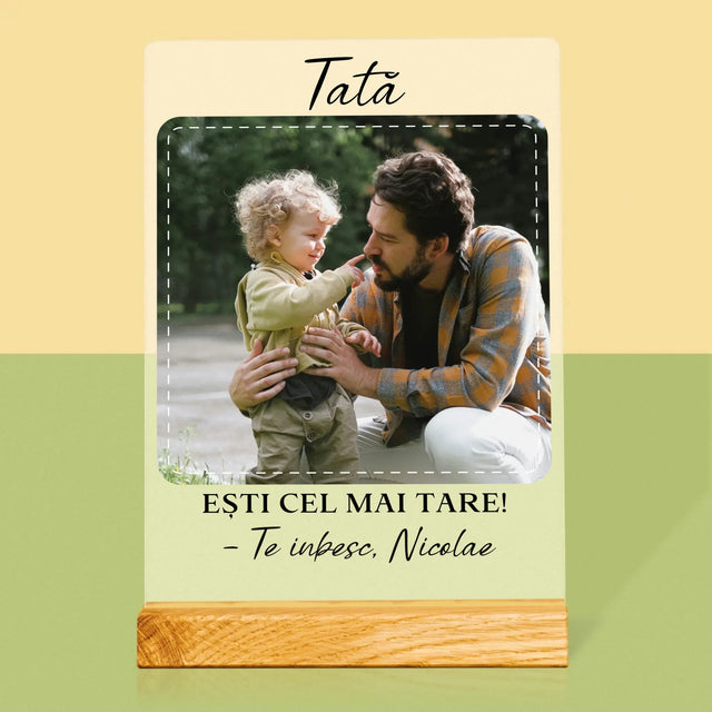 Fotografie Si Semnătură: Cel Mai Minunat Tată - Imprimare Pe Sticlă Acrilică (Verticală)