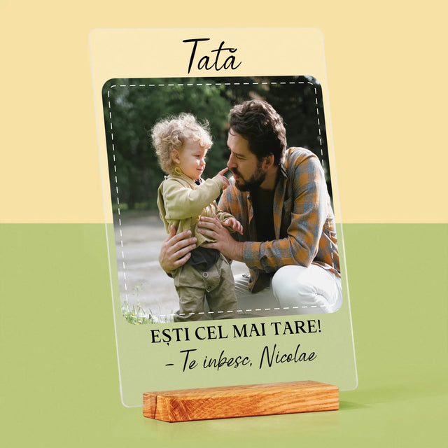Fotografie Si Semnătură: Cel Mai Minunat Tată - Imprimare Pe Sticlă Acrilică (Verticală)